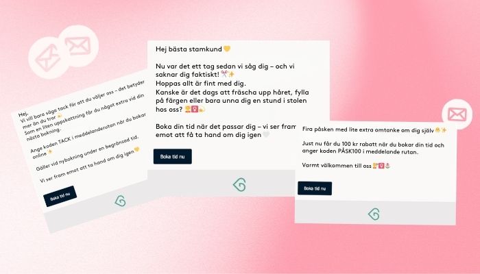 E-post som fyller kalendern för salonger och kliniker