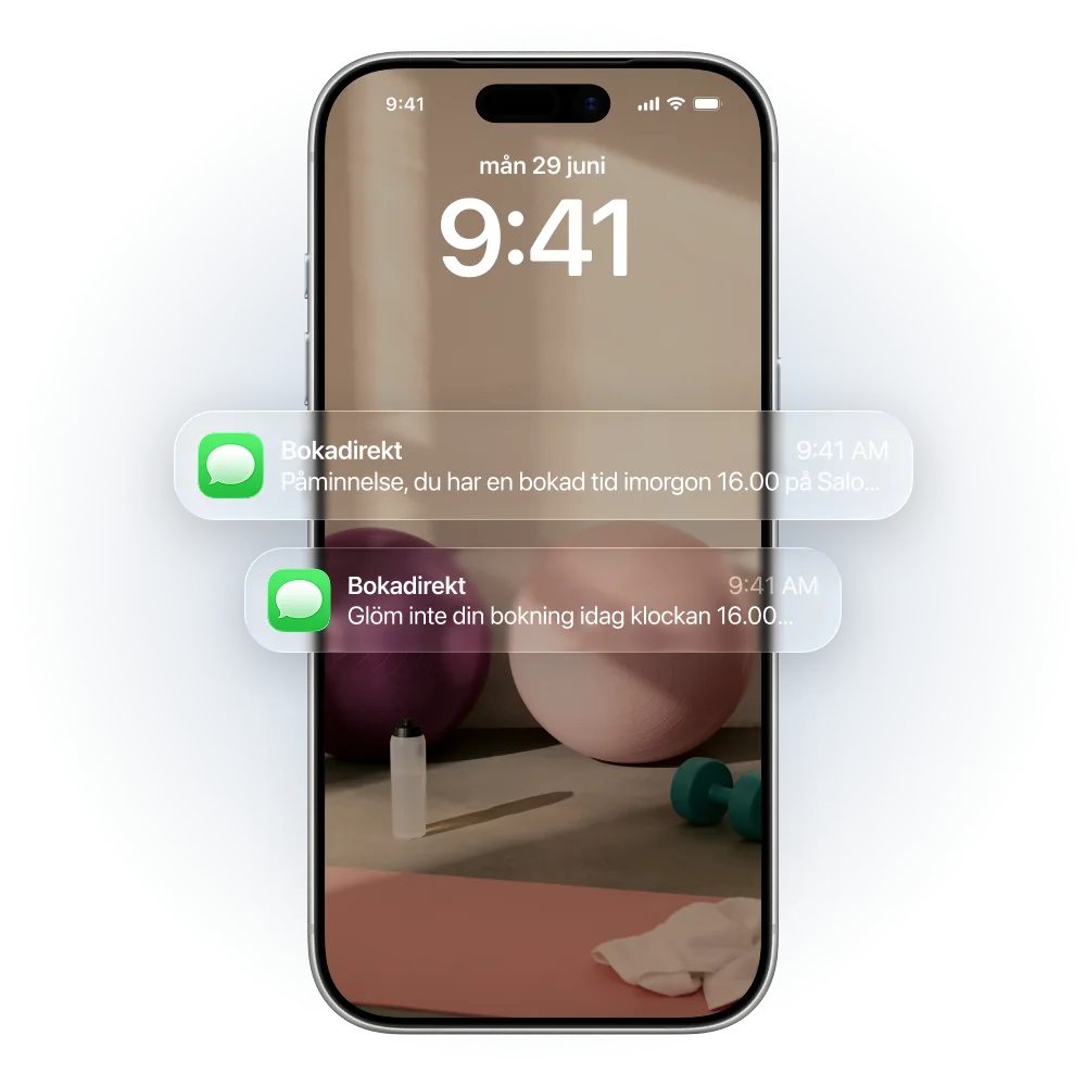 Mobil som visar SMS-påminnelse